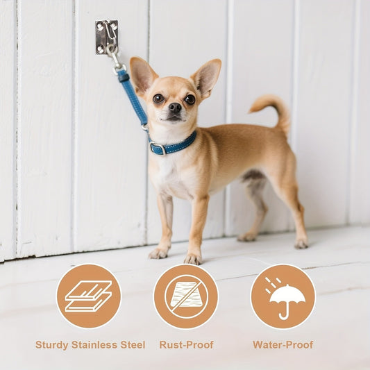 Heavy Duty Dog Tie Out Wall Hooks Set of 2 – Metal Wall-Mounted Leash Anchor with Dual Switchable Hooks, Scratch-Resistant for Walls