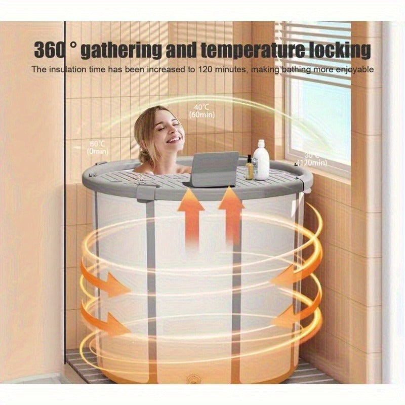 Foldable Bathtub 130 Gallon XL Deep Soak Tub for Adults, Ice Bath & Hot Spa, Indoor Outdoor, One-Piece Fold-Flat Design 31.5"x31.5"x26"