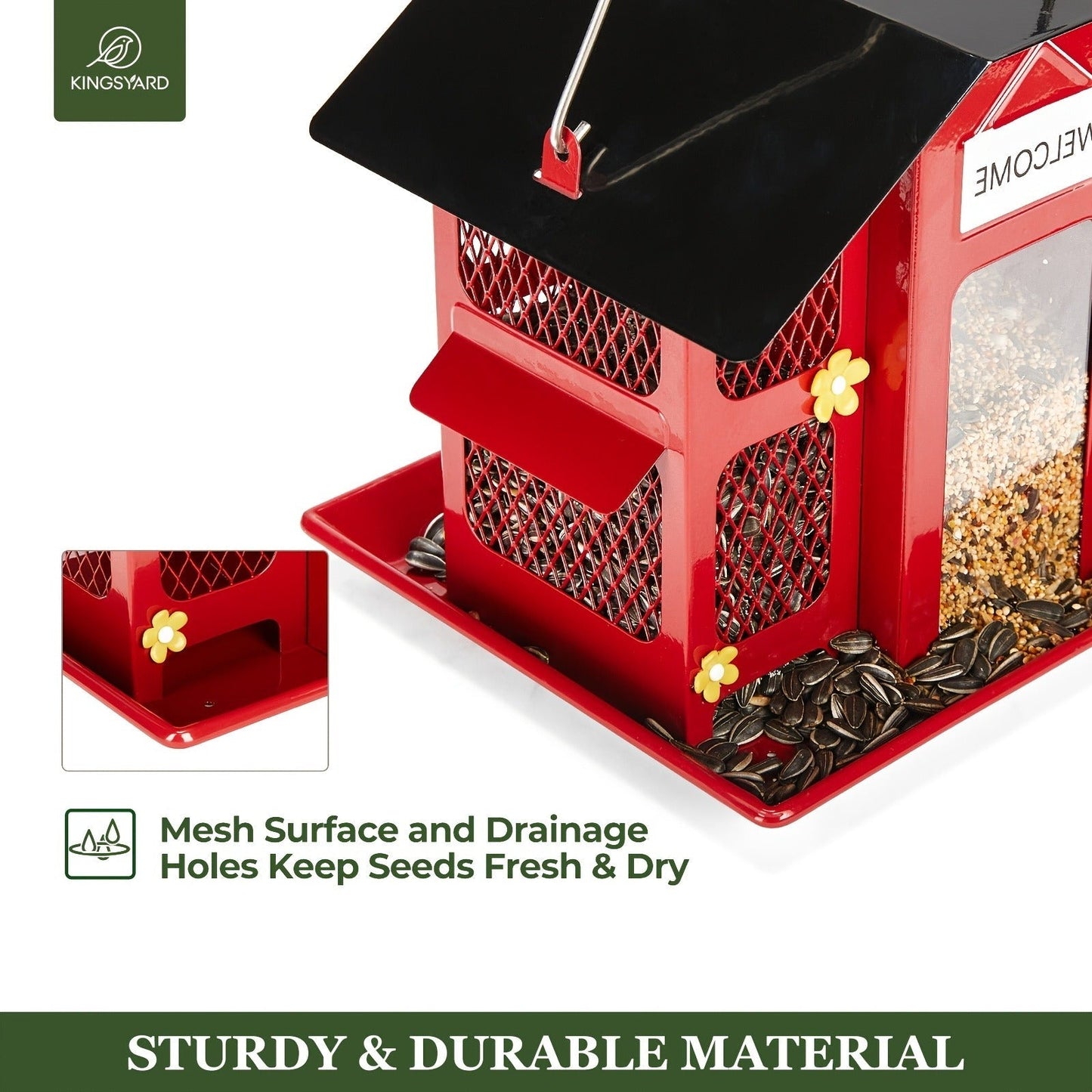 Metal Bird Feeder for Outside – 4 Lbs Large Capacity Hanging Wild Bird Feeder, for Garden, Yard and Pest Management
