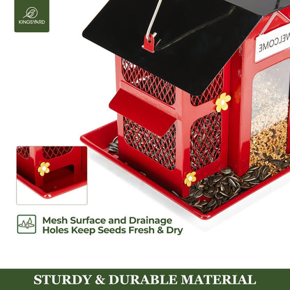 Metal Bird Feeder for Outside – 4 Lbs Large Capacity Hanging Wild Bird Feeder, for Garden, Yard and Pest Management