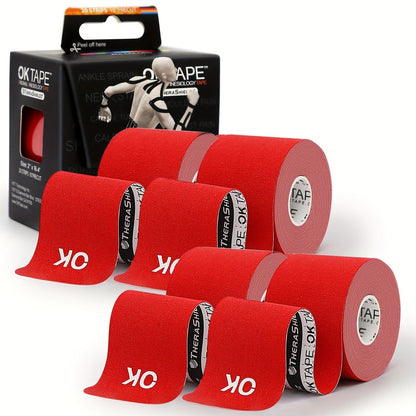 Kinesiology Tape 4 Rolls Precut 20 Strips, Cotton Elastic Athletic Tape Latex Free 2in x 16ft for Knee Shoulder Muscle Support Sports