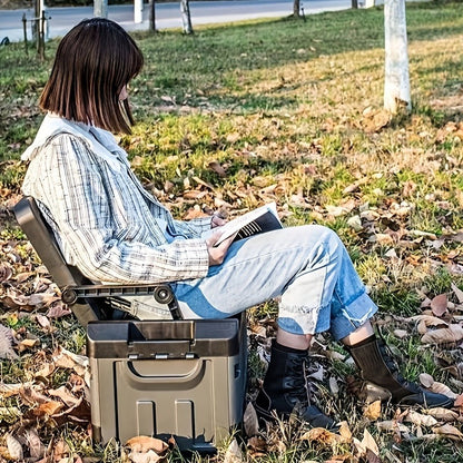 Folding Storage Box & Fishing Stool 2-in-1, Large Portable Organizer with Backrest for Car Trunk