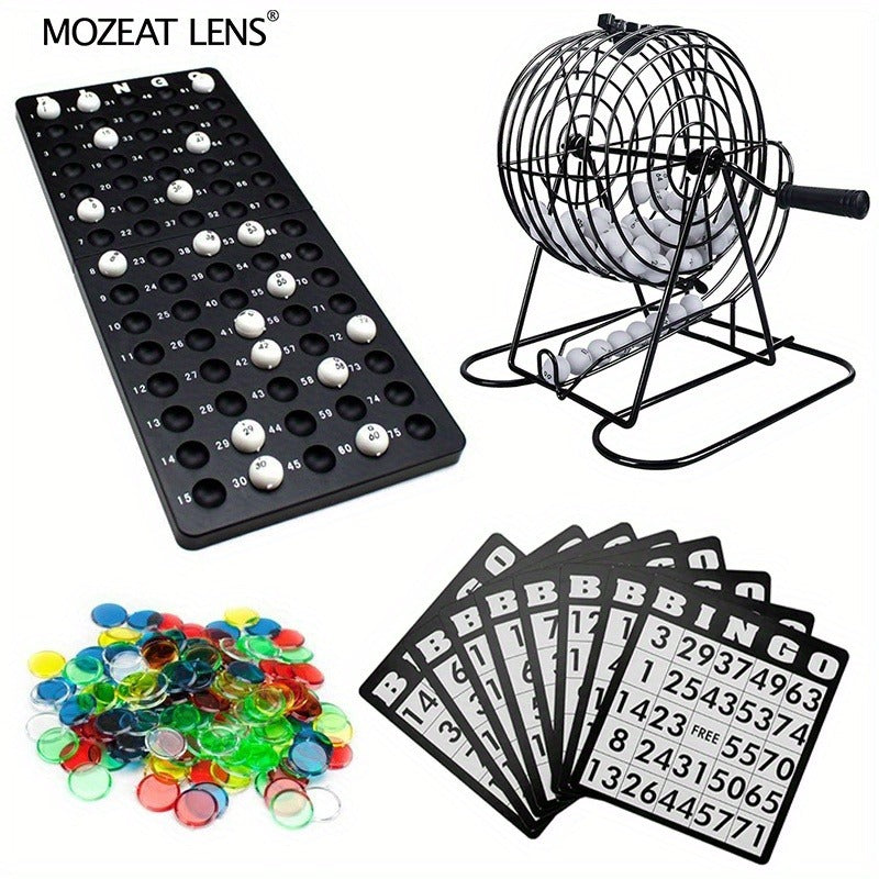 Bingo Game Set Metal Cage Lottery Machine Vintage Desktop Bingo Caller Kit for Family Game Night Party Adults Kids Birthday Holiday