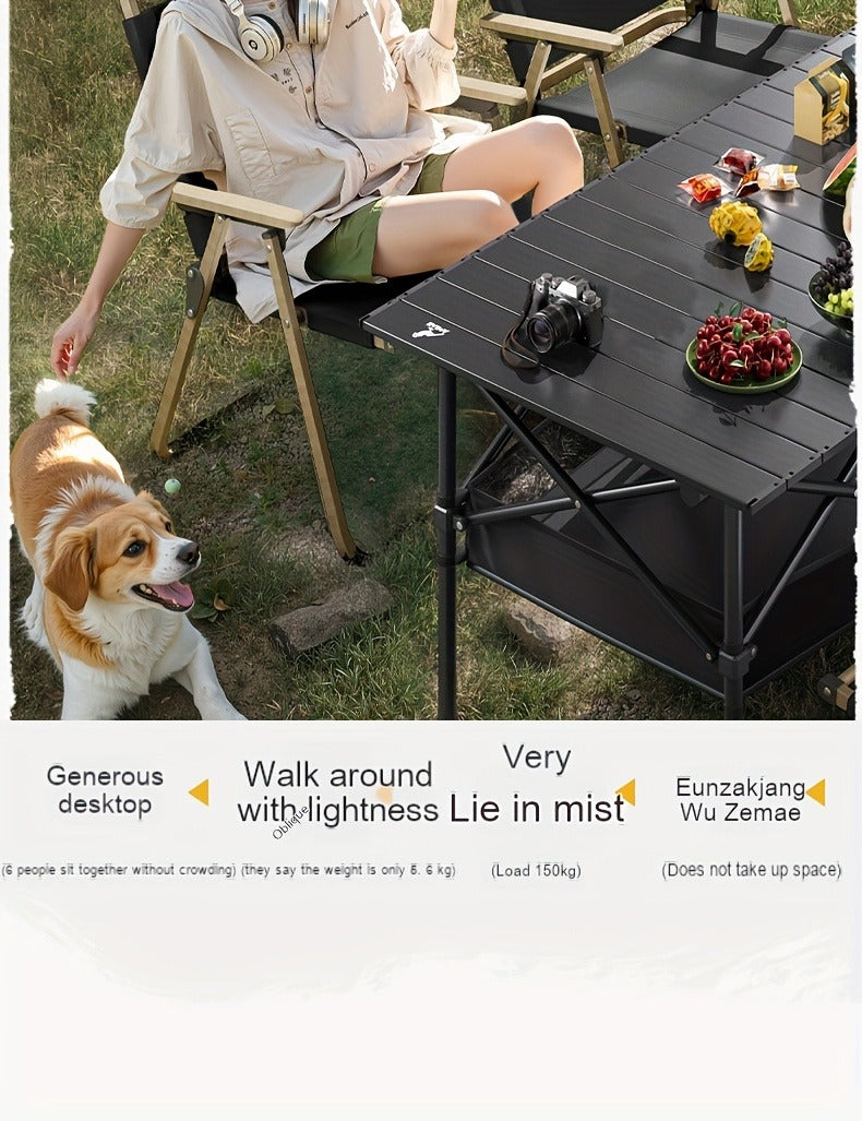 Foldable Roll-Up Camping Picnic Table with Carry Bag | Portable Outdoor Table for Camping Beach Backyard BBQ Parties Patios | Lightweight