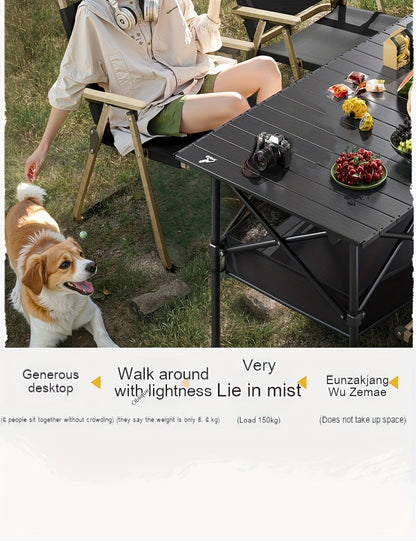 Foldable Roll-Up Camping Picnic Table with Carry Bag | Portable Outdoor Table for Camping Beach Backyard BBQ Parties Patios | Lightweight