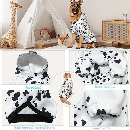 Dog Hoodie Dalmatian Print Pullover Sweatshirt – Soft Polyester Hooded Pet Costume for Small Medium Large Dogs