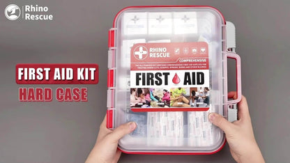 350-Piece First Aid Supply Kit in Clear Double-Layer Hard Case with Red Handle and Tilting Trays