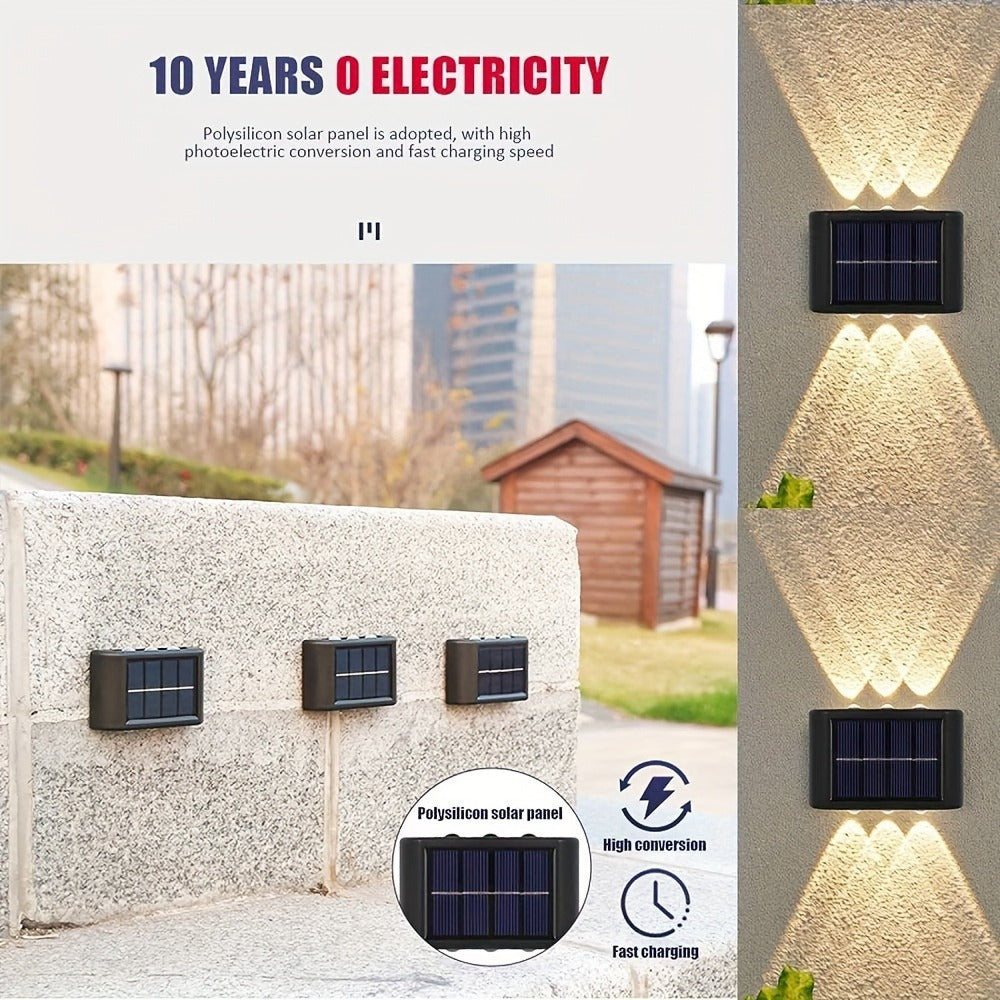 Solar Wall Light Outdoor 8 Pack 6 LED Deck Fence Garden Lamp Waterproof Auto Dusk to Dawn Courtyard Pathway Garage Yard Decoration
