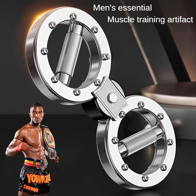 Fitness Equipment Silver Wrist and Forearm Trainer with Dual Grip Rings and 360-Degree Center Arm