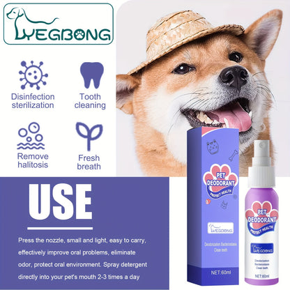 Pet Dental Spray for Dogs & Cats – Teeth Cleaning & Bad Breath Freshener, No-Brush Oral Care Spray for Plaque & Tartar Control