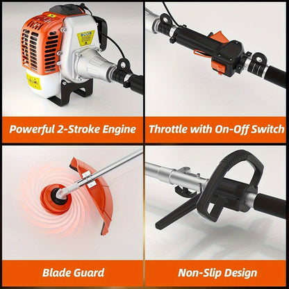 Gas String Trimmer 3-in-1, 36CC/48CC/52CC 2-Stroke Brush Cutter & Weed Wacker with String Head, 3T Blade & 40T Circular Blade