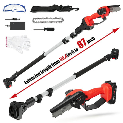Telescopic Pole Saw Cordless Folding 6-Inch Electric with Compact Design, Battery-Powered Tree Pruner for Garden Pruning