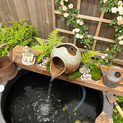Ceramic Tabletop Fountain Mini Water Feature Ornament Retro Garden Style for Aquarium Fish Tank Indoor Outdoor Decor