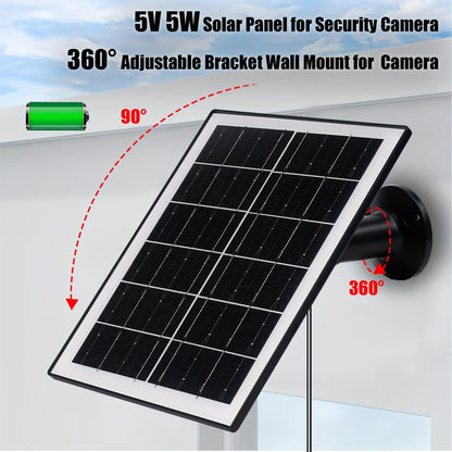 Solar Panel 5W Monocrystalline with Built-In 5200mAh Battery - 3rd Gen Emergency Charger for Security Camera