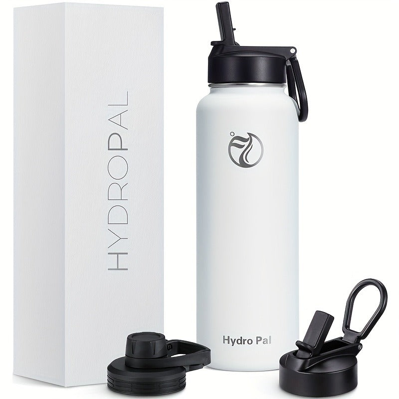 40oz HydroPal Water Bottle with Separate Straw and Chug Lids, Two Straws and 12 Color or Pattern Options