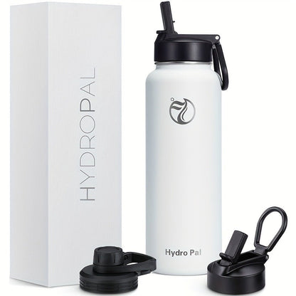 40oz HydroPal Water Bottle with Separate Straw and Chug Lids, Two Straws and 12 Color or Pattern Options