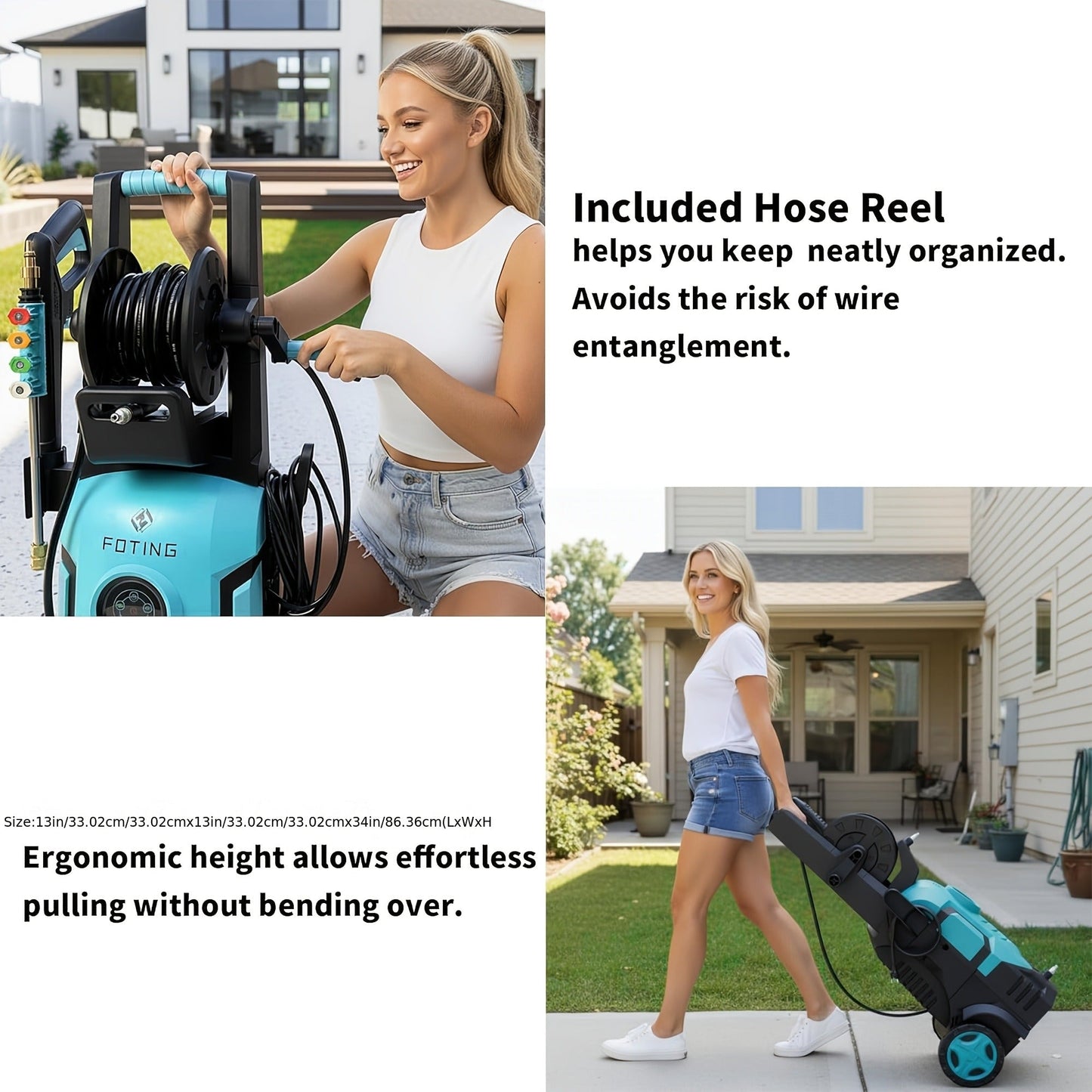 Pressure Washer 5000PSI Electric Power Washer 2.4-3.6GPM Adjustable 8-Level Touch Screen 34" Tall for Garden, Patio and Yard Use
