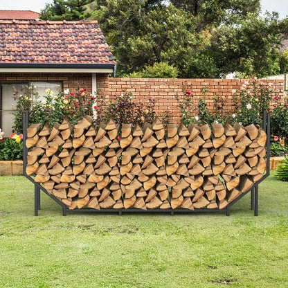 Firewood Rack Heavy Duty Adjustable – Outdoor & Indoor Log Holder with Cover, A-Frame Steel Wood Storage Stand for Fireplace, Patio, Cabin