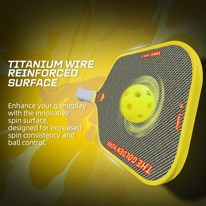 Titanium Pickleball Paddle 16mm Wire Woven Surface PP Honeycomb Core Hot Pressed Power Control Spin Pickleball Racket for Beginner