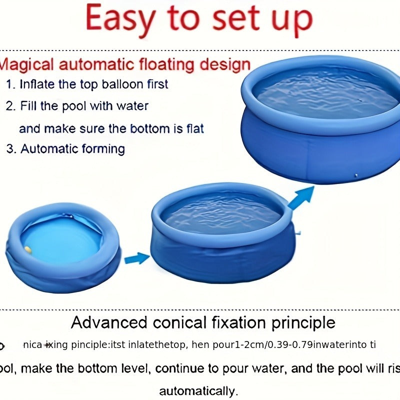 Round Inflatable Swimming Pool 10FT 12FT Circular Above Ground Family Pool Puncture-Resistant Quick for Garden, Patio and Yard Use