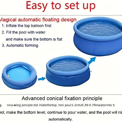 Round Inflatable Swimming Pool 10FT 12FT Circular Above Ground Family Pool Puncture-Resistant Quick for Garden, Patio and Yard Use