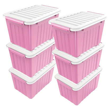 72QT or 97QT Stackable Storage Container Sets with Latching Lids in Clear, Pink/White or Gray/Yellow