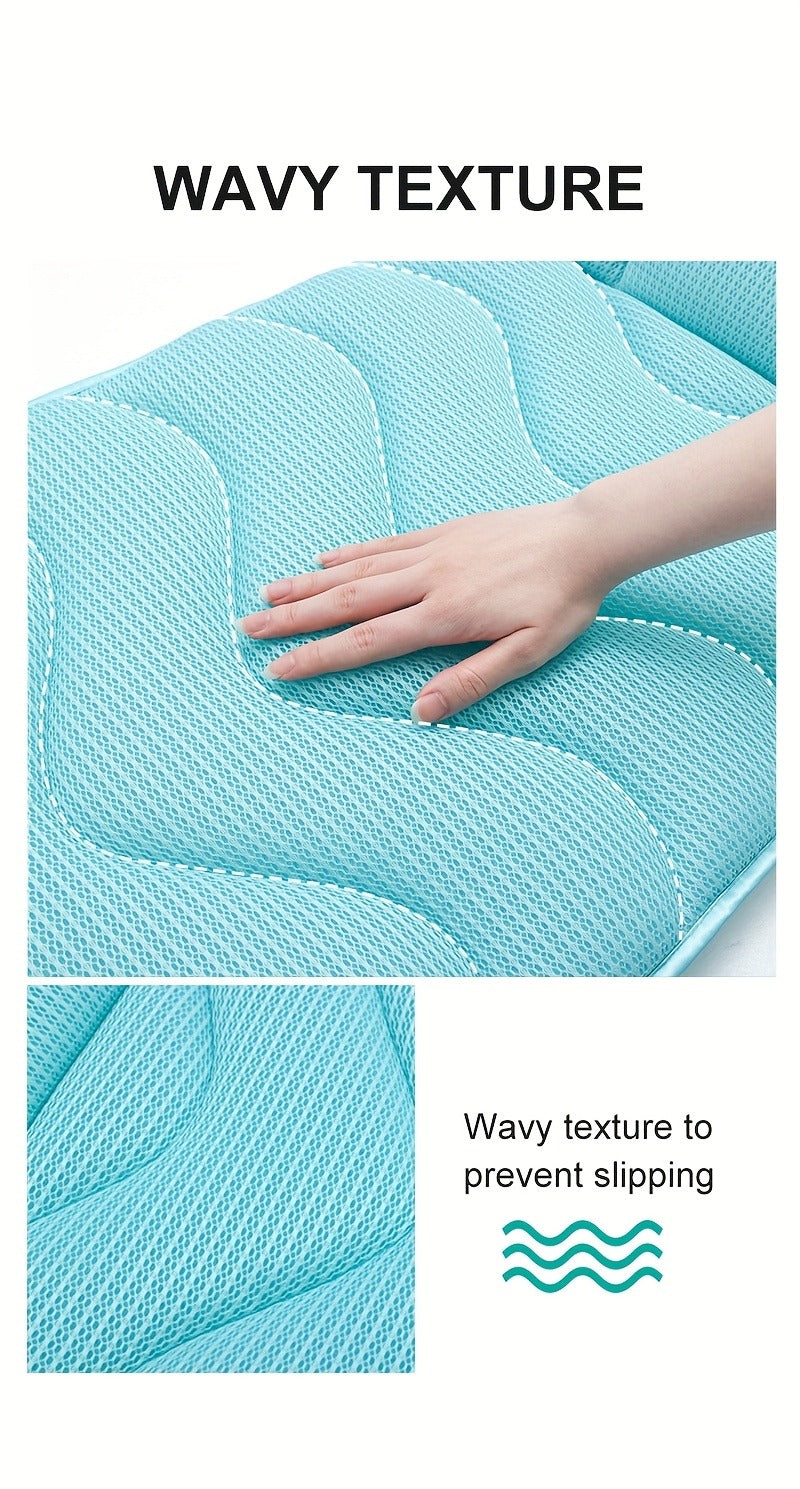 Full-Body Bathtub Cushion in 60 × 21.7-Inch Size with Aqua Mesh, Raised Headrest and Lumbar Pad