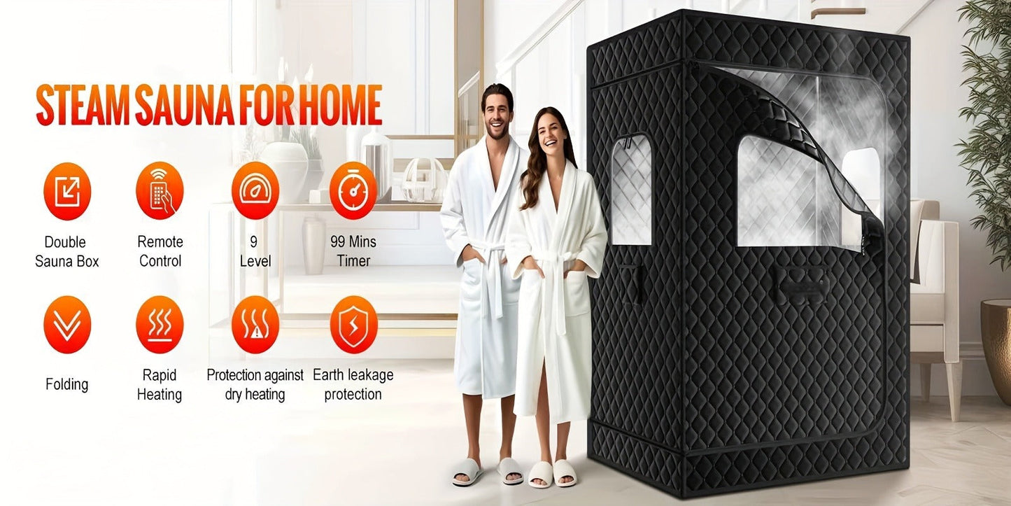 Double Person Sauna Tent 71x49x36in Extra Large 2-Person Steam Sauna Box for Home with 2 Steamers