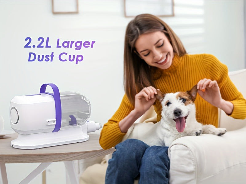 Pet Grooming Vacuum Kit 8-in-1 with 12000Pa Suction – Dog & Cat Hair Vacuum for Shedding, 6 Grooming Tools, 74oz Dust Cup, Low Noise