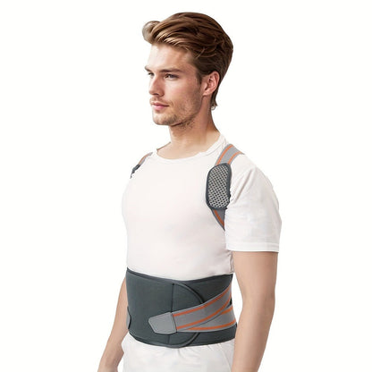 Adjustable Full-Back Posture Brace with Cross Straps, Support Panel and L or XL Fit Options