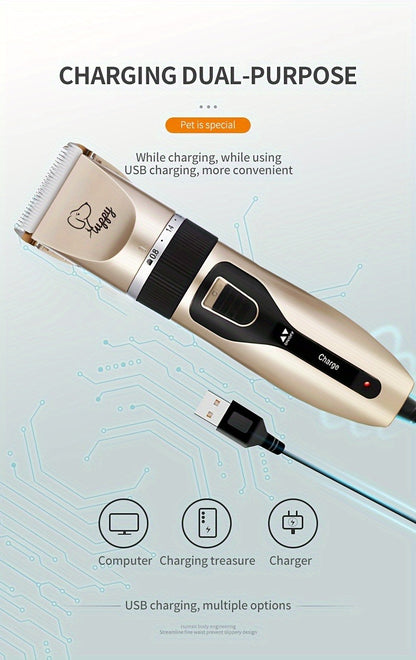 12-in-1 Pet Hair Trimmer Kit USB Rechargeable – Professional Cordless Electric Clippers for Dogs Cats Puppies Kittens