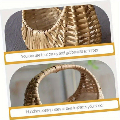 Wicker Basket Set Half Moon Shape with Handle – Small Rattan Baskets 3/5/6 Pcs for Wedding Flower, Home Decor, Garden Storage & Picnic