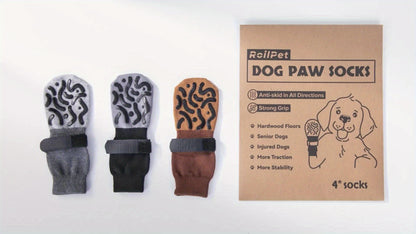 Non-Slip Dog Socks Double-Sided Grip Paw Protector with Adjustable Straps – Anti-Lick Dog Booties for Hardwood Floors