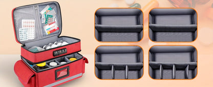 Lockable Medicine Organizer Bag with Combination Lock, Double-Layer Large Capacity Pill Bottle Storage Case for Prescription Bottles First