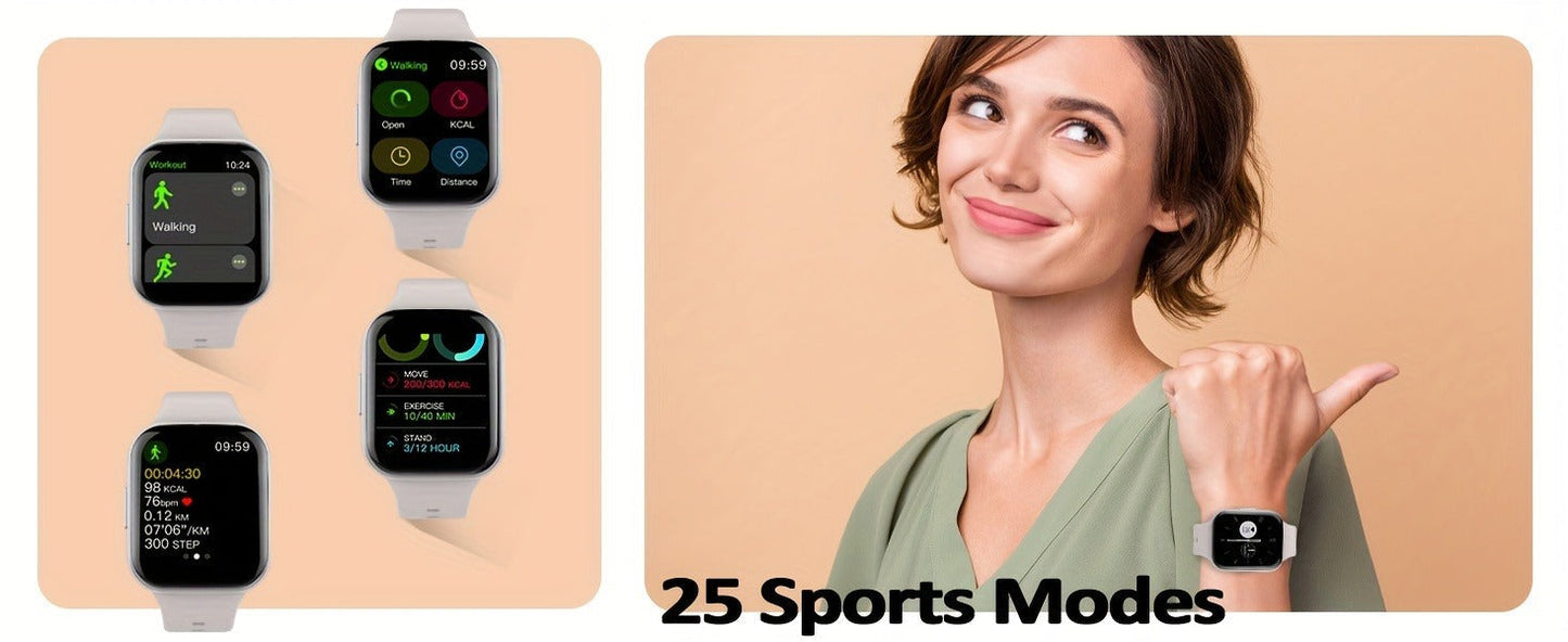 Smartwatch 1.69" HD Screen, 25 Sports Modes, IP68, Color Options & Everyday Wear Design with Activity Tools, Alerts and Color or Strap