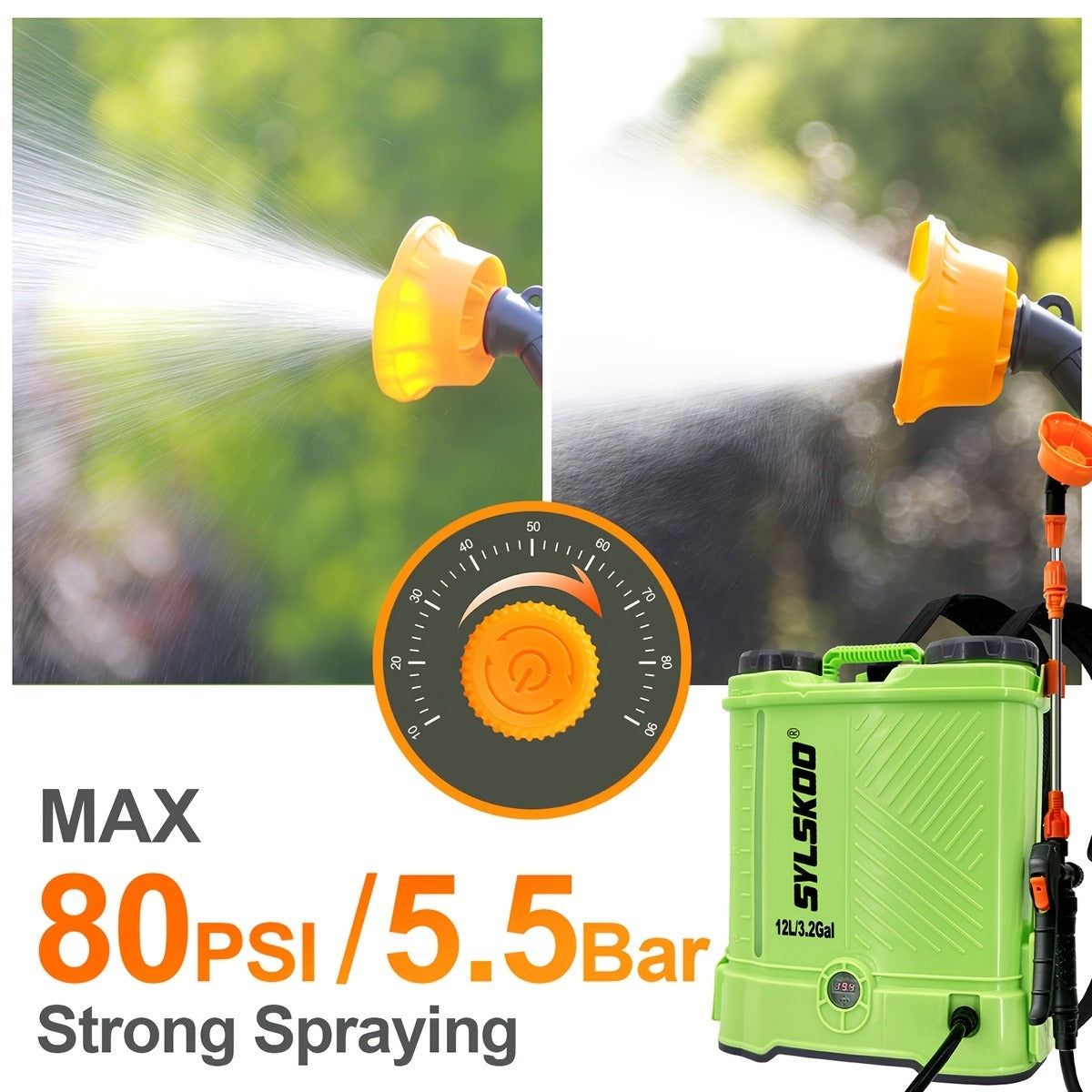 Battery Powered Backpack Sprayer 3.2 Gallon 0-80 PSI Adjustable Electric with the Listed Color, Size or Set Options for Everyday Carry