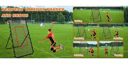 Volleyball Rebounder Net 7x4ft Adjustable Angle – Portable Steel Frame Training Rebounder with High-Tension PE Netting & 24 Elastic Cords