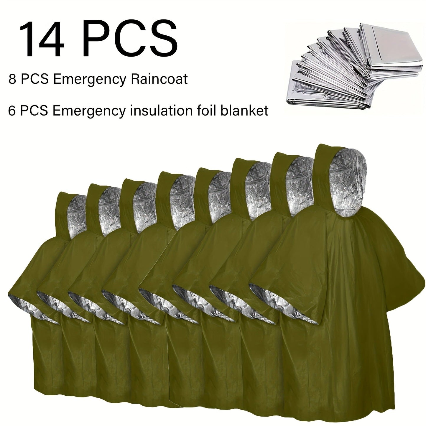 Emergency Rain Poncho 4 Pack & 14 Pack – Retains 90% Body Heat, Reusable Waterproof Raincoat for Men Women Adults
