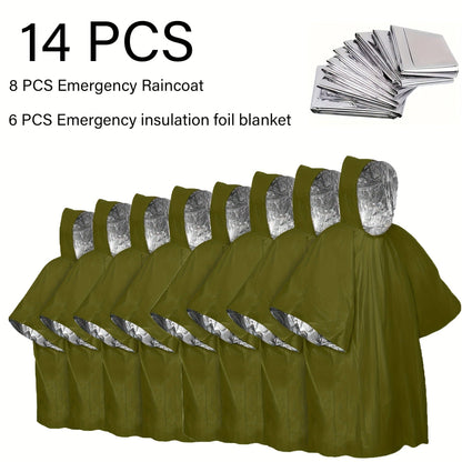 Emergency Rain Poncho 4 Pack & 14 Pack – Retains 90% Body Heat, Reusable Waterproof Raincoat for Men Women Adults