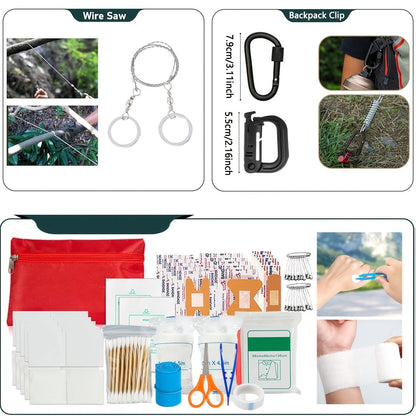 272-Piece Outdoor Tool and First Aid Supply Kits with Crossbody or MOLLE Bags in Four Configurations