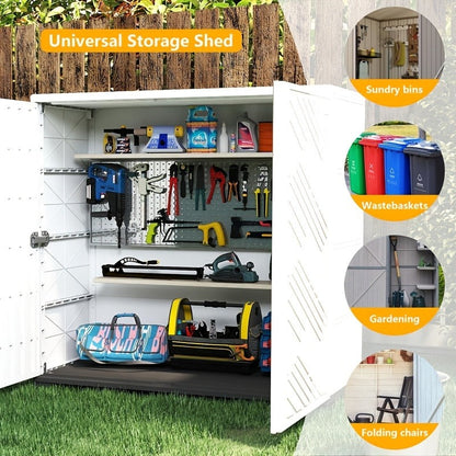 Outdoor Storage Cabinet with Doors & Metal Shelves, for Garden, Patio and Yard Use, with the Listed Configuration
