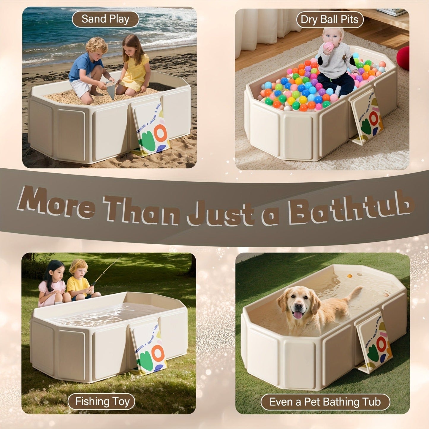 Foldable Baby Bathtub Portable Newborn Infant Tub with Drain Hole, Anti-Slip Base & Durable Multi-Functional Design for Home Travel Use