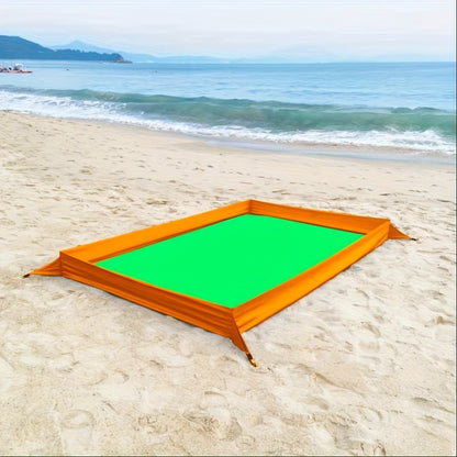 Sand-Wall Beach Mat with Four Stakes and Carry Bag, 140 x 220cm in Six Printed Styles for Outdoor Picnics