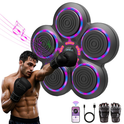 Wall-Mounted Five-Pad Boxing Target with Music Controls and Black or Upgraded-Lighting Checkout Options