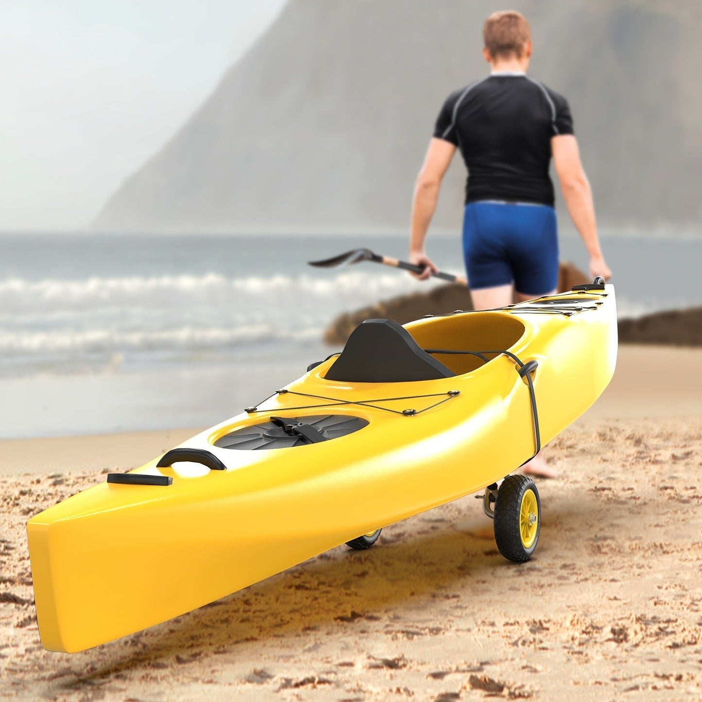 Kayak Cart Trolley Carrier Dolly, Canoe Paddle Board Boat Transport with 10-Inch Solid Wheels