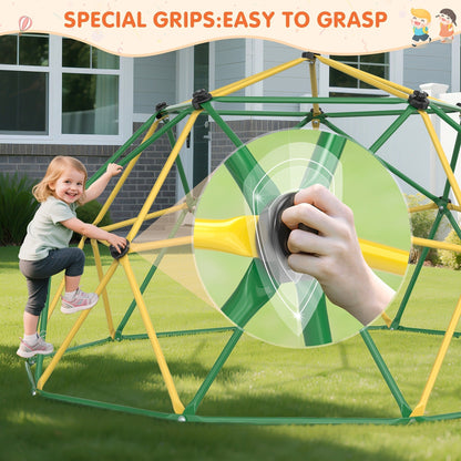 10FT Kids Climbing Dome with Hammock Swing Disc Swing Backyard Jungle Gym Steel Frame Outdoor Play Equipment 1000 LBS Capacity Gift for Boys