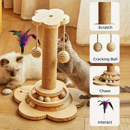 Cat Scratching Post Sisal Vertical Scratcher – Solid Wood Base, Wear-Resistant Rope, Multiple Styles: Standard, Mushroom & Dolphin Shapes