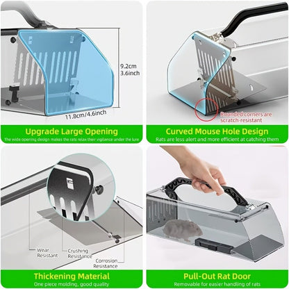 Mouse Trap Live Catch – Transparent Continuous Capture Rodent Trap for Indoor Home, Kitchen, Garage & Outdoor Use