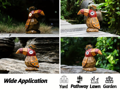 Solar Garden Statue, Tiki Woodpecker Bird Outdoor Light Sculpture for Patio, Pool & Yard Decor