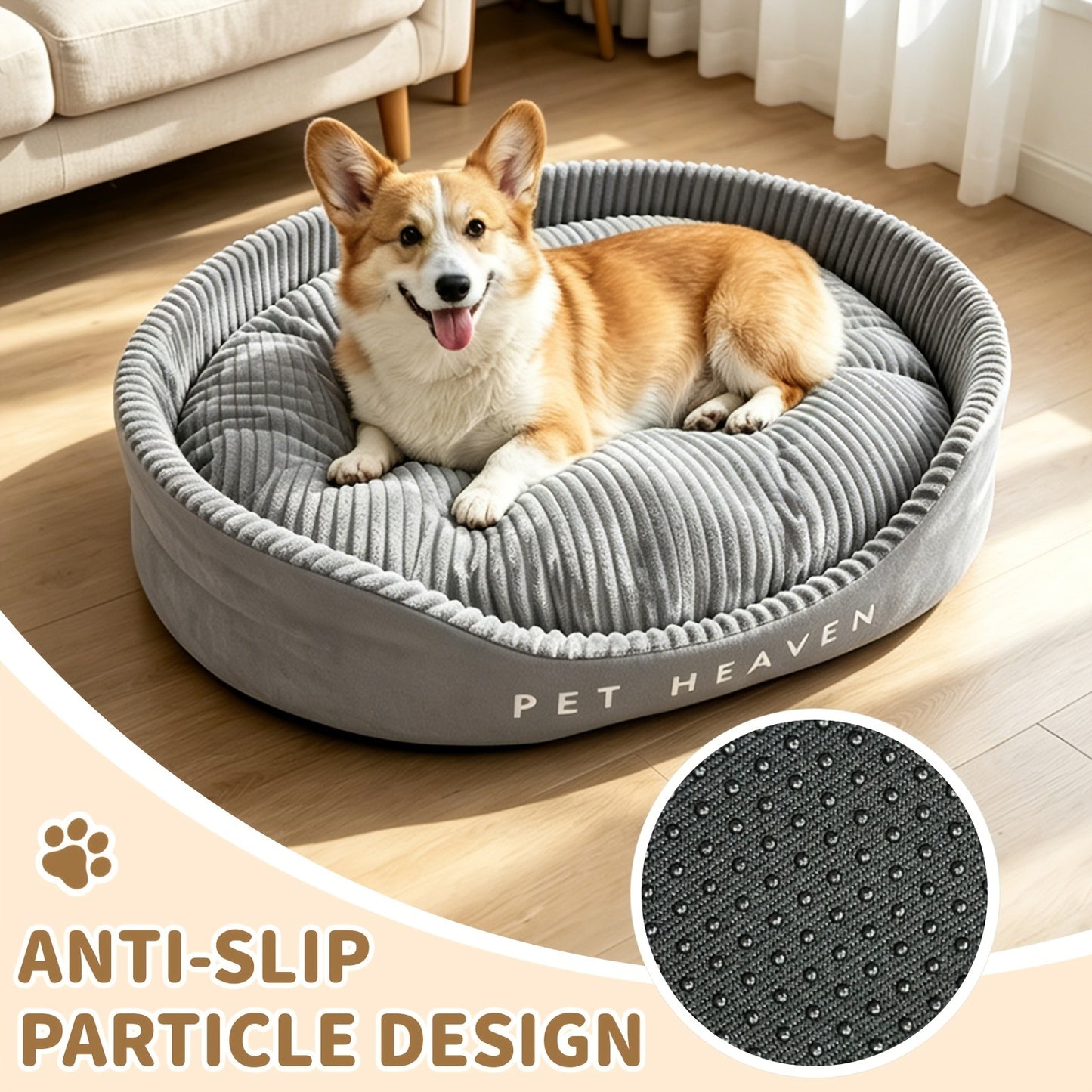 Furry Round Pet Bed for Dogs & Cats – Soft Warm Washable Dog Bed with Anti-Slip Base, Foldable Breathable Plush Cat Bed Mattress